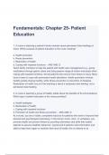 Test Bank - Foundations of Nursing, Patient Education Chapter 25 Latest Study Guide (A+ GRADED 100% VERIFIED)