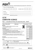 AQA GCSE COMPUTER SCIENCE Paper 1 Computational thinking and programming skills – VB.NET QP 2023 