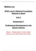 BTEC Sport Level 3 Unit 3 A1 Professional development 