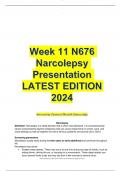 Week 11 N676 Narcolepsy Presentation LATEST EDITION 2024