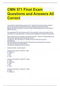 CMN 571 Final Exam Questions and Answers All Correct graded A to pass 
