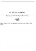 GCSE GEOGRAPHY 8035/1 Paper 1 Living With The Physical Environment Mark scheme June 2023