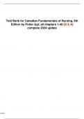 Test Bank for Canadian Fundamentals of Nursing, 6th Edition by Potter > all chapters 1-48 (Q & A) complete 2024 update