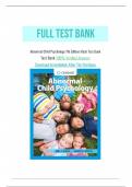 Test Bank for Abnormal Child Psychology 7th Edition by Eric J Mash, all chapters covered, A+ guide