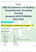 Exam HESI A2 Grammar and Reading  Comprehension Vocabulay  (Verified  Answers)LATESTVERSION  2022/202