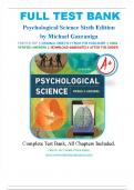 TEST BANK PSYCHOLOGICAL SCIENCE 6TH EDITION BY MICHAEL S. GAZZANIGA | Complete Guide A+