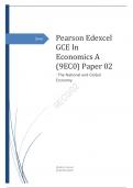   Edexcel GCE In Economics A (9EC0) Paper 02: The National and Global Economy may  2023