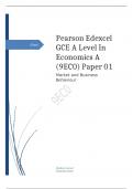 Edexcel GCE A Level In Economics A (9EC0) Paper 01 Market and Business Behaviour Mark Scheme (Results) Summer 2023