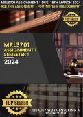 ANSWERS For MRL3701 (Insolvency Law) Assignment 1 (Semester 1 2024). Exceptional Attention to Detail in Footnotes, Bibliography, and Overall Quality Assurance!