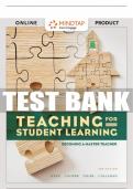 Test Bank For MindTap for Teaching for Student Learning: Becoming a Master Teacher - 3rd - 2019 All Chapters - 9781337612401