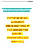 TEST BANK NANCY CAROLINE’S EMERGENCY CARE IN THE STREETS 9TH EDITION BY NANCY L. CAROLINE ISBN- 1284274047, ALL CHAPTERS | COMPLETE GUIDE A+