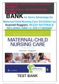 Test Bank for Davis Advantage for Maternal-Child Nursing Care 3rd Edition (Scannell Ruggiero, 2024), Chapter 1-33| All Chapters
