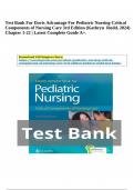 Test Bank For Davis Advantage For Pediatric Nursing Critical Components of Nursing Care 3rd Edition (Kathryn Rudd, 2024) Chapter 1-22 | Latest Complete Guide A+.