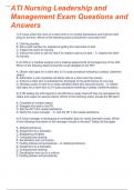 ATI NURSING LEADERSHIP AND MANAGEMENT Exam Questions and Answers 