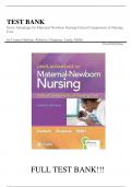 Test Bank for Maternal-Newborn Nursing: The Critical Components of Nursing Care, 4th Edition, Roberta Durham, Linda Chapman||ISBN NO:10,1719645736||ISBN NO:13,978-1719645737||All Chapters||Complete Guide A+