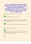 Exam 1: NR548/ NR 548 (Latest Update 2024/ 2025) Psychiatric Assessment for the Psychiatric-Mental Health Nurse Practitioner Review |Weeks 1-2 Covered| Questions and Verified Answers| 100% Correct- Chamberlain