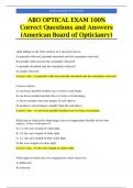 ABO OPTICAL EXAM 100% Correct Questions and Answers (American Board of Opticianry)