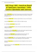 ABO Prep/ ABO -American Board of Opticianry Questions | 100% Correct Questions and Answers