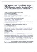 EMT Written State Exam Study Guide (PSI) (Contains practice questions from Ch.1 – 41) with Complete Solutions!!