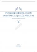 PEARSON EDEXCEL A  LEVEL  ECONOMICS  PAPER 3 QUESTION PAPER JUNE 2023