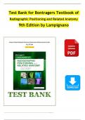 Bontrager's Textbook of Radiographic Positioning and Related Anatomy 9th Edition TEST BANK Lampignano| Verified Chapter's 1 - 20 | Complete