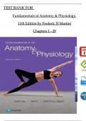 TEST BANK For Fundamentals of Anatomy and Physiology, 11th Edition by Frederic H Martini, All Chapters 1 - 29, Verified Newest Version