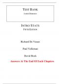 Test Bank For Intro Stats 5th Edition By Richard De Veaux, Paul Velleman, David Bock (All Chapters, 100% Original Verified, A+ Grade) 