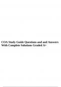 COA Study Guide Questions and and Answers With Complete Solutions Graded A+, COA JCAHPO Test Questions with 100%Correct Answers 2024 & COA STUDY GUIDE SUMMARY QUESTIONS AND ANSWERS (100%VERIFIED ANSWERS) 2024.