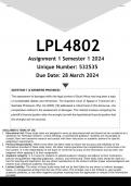 LPL4802 Assignment 1 (ANSWERS) Semester 1 2024 - DISTINCTION GUARANTEED