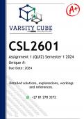 CSL2601 Assignment 1 (QUIZ ANSWERS) Semester 1 2024 - DISTINCTION GUARANTEED