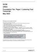 GCSE URDU Foundation Tier	Paper 1 Listening Test Transcript May 2023