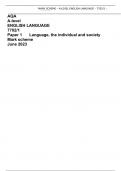 AQA A-level ENGLISH LANGUAGE 7702/1 Paper 1	Language, the individual and society Mark scheme June 2023
