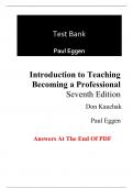 Test Bank For Introduction to Teaching Becoming a Professional 7th Edition By Don Kauchak, Paul Eggen (All Chapters, 100% Original Verified, A+ Grade) 