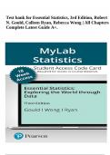 Test bank for Essential Statistics, 3rd Edition, Robert N. Gould, Colleen Ryan, Rebecca Wong | All Chapters | Complete Latest Guide A+.
