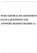 NURS 5220 HEALTH ASSESSMENT EXAM 2 QUESTIONS AND ANSWERS 2024/2025 GRADED A+.