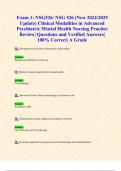 Exam 1: NSG526/ NSG 526 (New 2024/2025 Update) Clinical Modalities in Advanced Psychiatric Mental Health Nursing Practice Review| Questions and Verified Answers| 100% Correct| A Grade