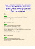 Exam 3: NSG526/ NSG 526 (New 2024/2025 Update) Clinical Modalities in Advanced Psychiatric Mental Health Nursing Practice Review| Questions and Verified Answers| 100% Correct| A Grade