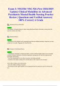 Exam 2: NSG526/ NSG 526 (New 2024/2025 Update) Clinical Modalities in Advanced Psychiatric Mental Health Nursing Practice Review | Questions and Verified Answers| 100% Correct| A Grade