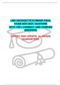 LMR GEORGETTE’S PMHNP FINAL EXAM 2023-2024. QUSTIONS WITH 100% CORRECT AND VERIFIED ANSWERS.  LATEST 2024 UPDATE, A+ GRADE GUARANTEED.LMR GEORGETTE’S PMHNP FINAL EXAM 2023-2024. QUSTIONS WITH 100% CORRECT AND VERIFIED ANSWERS.  LATEST 2024 UPDATE, A+ GRAD