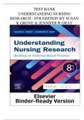 TEST BANK FOR UNDERSTANDING NURSING RESEARCH 8TH EDITION BY SUSAN K GROVE & JENNIFER R GRAY||ISBN NO:10,0323826415| ISBN NO:13,978-0323826419| COMPLETE GUIDE ALL CHAPTERS|  A+ GRADE