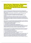 Nclex Review: Depression, Depression NCLEX, Bipolar Disorder NCLEX, Schizophrenia NCLEX Exam Questions and Answers