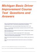 Michigan Basic Driver Improvement Course Test (BUNDLE) Questions and Answers
