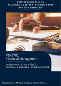 FIN3701 Assignment 1 (621003)  25 March 2024 | Calculations with detailed guidance!