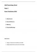2024 Alevel AQA Psychology Paper 1 Exam Predictions Revision List Potetial Topics
