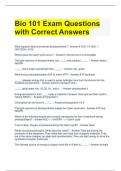 Bio 101 Exam Questions with Correct Answers 