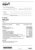 AQA A Level Biology Papers 1, 2 & 3 with Mark schemes