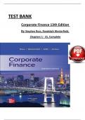 TEST BANK For Corporate Finance, 13th Edition By Stephen Ross, Randolph Westerfield, Verified Chapters 1 - 31, Complete Newest Version