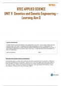 BTEC APPLIED SCIENCE UNIT11 Geneticsand Genetic Engineering – Learning Aim DUNIT11 Geneticsand Genetic Engineering – Learning Aim D