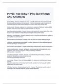 PSYCH 100 EXAM 1 PSU QUESTIONS AND ANSWERS