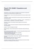 Psych 375- EXAM 1 Questions and Answers (Graded A)